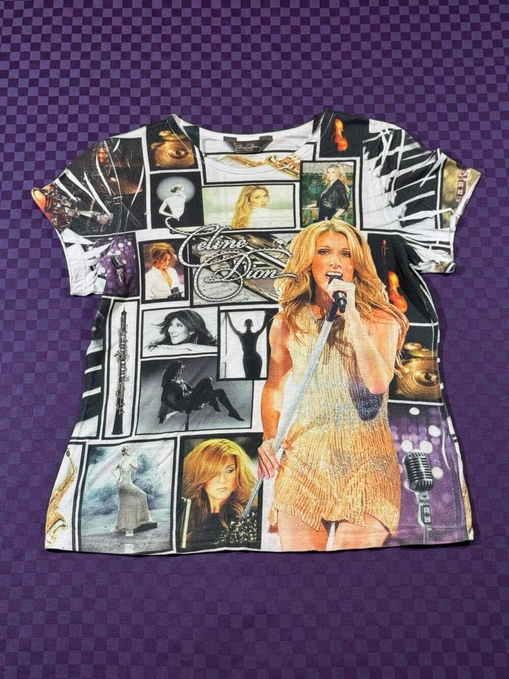 Vintage Celine Dion Photo Collage All-Over Print Graphic T-Shirt